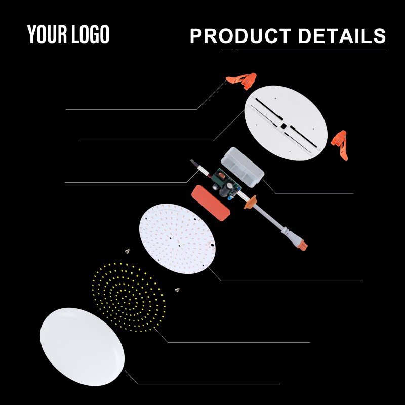 36В уградна ЛЕД лампа без оквира, алуминијум + ПЦ, гвожђе + ПП